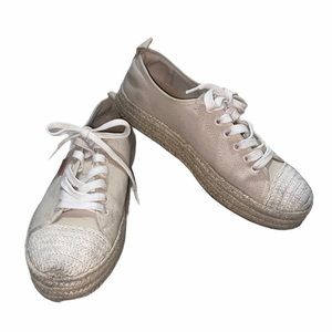 Anacapri Cream Espadrille Woven Platform Sneakers sz 7.5